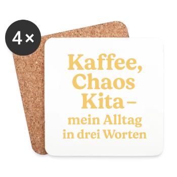 Kaffee Chaos Kita (sonnengelb) - Untersetzer (4er-Set) - Weiß - Vorne