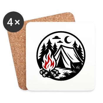 Tente de camping Forest - Dessous de verre (lot de 4) - blanc - Devant