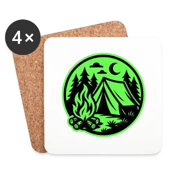 Tente de camping Nature - Dessous de verre (lot de 4) - blanc - Devant