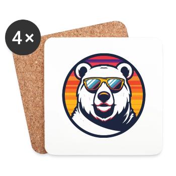 Ours polaire Bande dessinée cool - Dessous de verre (lot de 4) - blanc - Devant