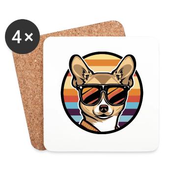 Chihuahua chien bande dessinée cool - Dessous de verre (lot de 4) - blanc - Devant