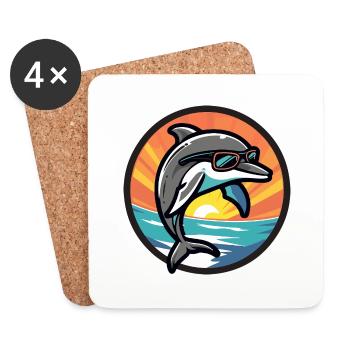 Bande dessinée Dolphin Cool - Dessous de verre (lot de 4) - blanc - Devant