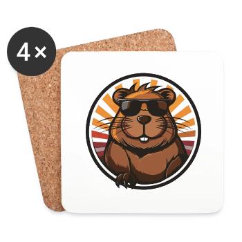 Beaver Comic - Coasters (set of 4) - white - Front