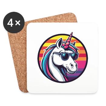 Licorne Bande dessinée cool - Dessous de verre (lot de 4) - blanc - Devant