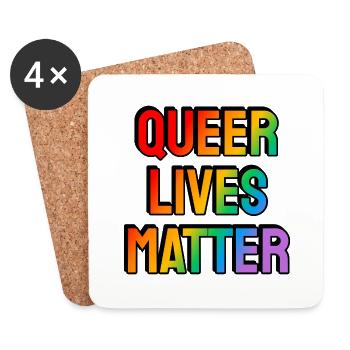 Queer lives matter LGBT Pride gay rainbow - Dessous de verre (lot de 4) - blanc - Devant
