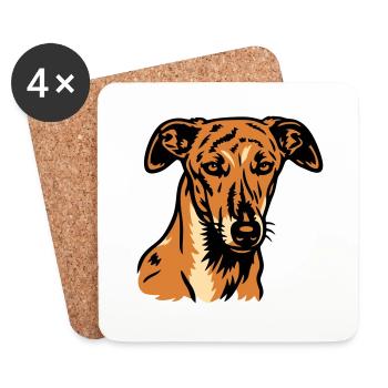 Galgo Español - Portrait - Untersetzer (4er-Set) - Weiß - Vorne