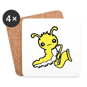 Raupe Saxophon Trompete Instrument Musik Hobby Süß - Untersetzer (4er-Set) - Weiß - Vorne