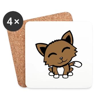 Cat Pet Animal Cute Little Kitten Friendly - Coasters (set of 4) - white - Front