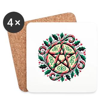 Pentagram Candy Canes Occult Holiday Vibes - Coasters (set of 4) - white - Front