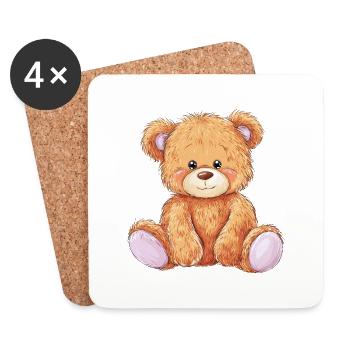 Cute Baby Teddy Bear - Coasters (set of 4) - white - Front