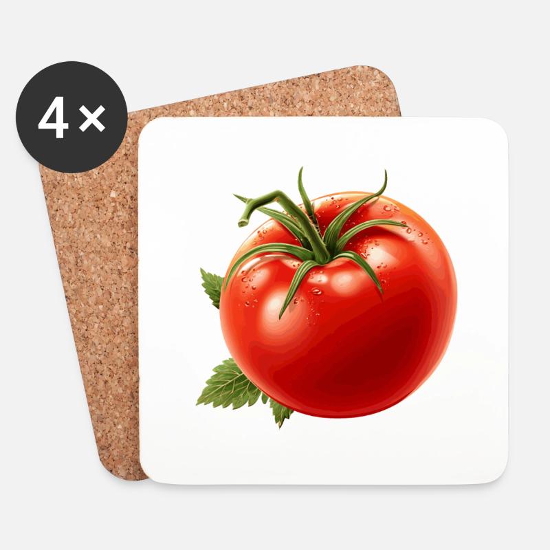 Tomate - Untersetzer (4er-Set) - Weiß