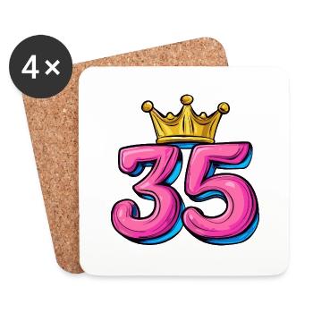 35 Zahl Krone - Untersetzer (4er-Set) - Weiß - Vorne