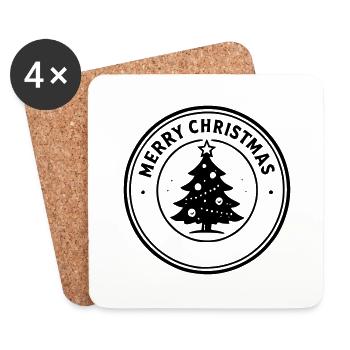 Merry Christmas - Dessous de verre (lot de 4) - blanc - Devant