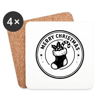 Merry Christmas - Dessous de verre (lot de 4) - blanc - Devant