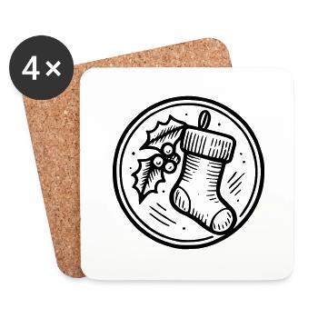 Merry Christmas - Dessous de verre (lot de 4) - blanc - Devant
