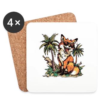 Fuchs Insel Palme - Untersetzer (4er-Set) - Weiß - Vorne