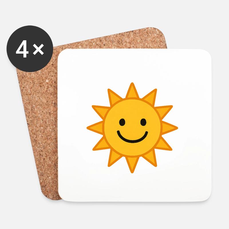 Lächelnde Sonne Illustration - Untersetzer (4er-Set) - Weiß