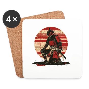 Red Samurai Battle Look,Ronin - Coasters (set of 4) - white - Front