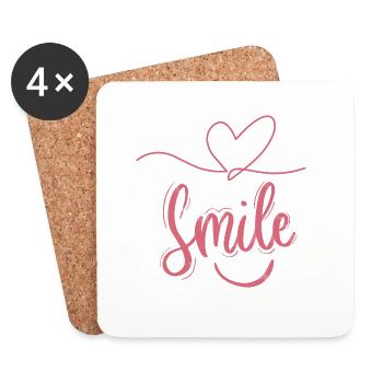 Sourire Cœur Font Rose - Dessous de verre (lot de 4) - blanc - Devant