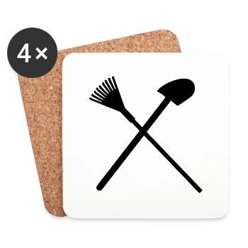 Rake and shovel - Coasters (set of 4) - white - Front