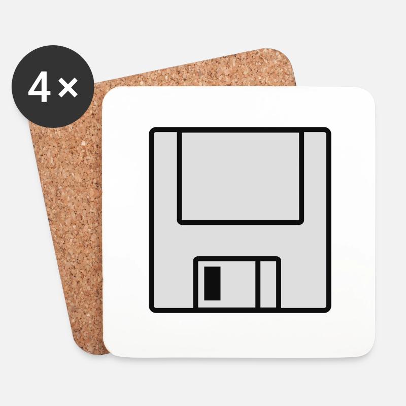 Computer-Diskette - Untersetzer (4er-Set) - Weiß