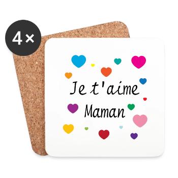 Je t'aime Maman - Coasters (set of 4) - white - Front