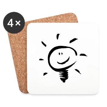 Happy Bulb / Fröhliche Glühbirne 1c - Untersetzer (4er-Set) - Weiß - Vorne