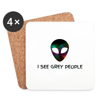 JE VEUX LES PERSONNES GRIS - Dessous de verre (lot de 4) - blanc - Devant
