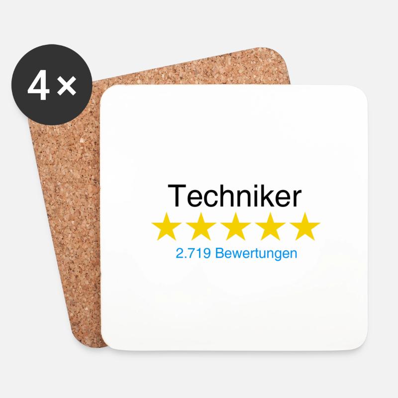 Techniker mit Bewertung - Untersetzer (4er-Set) - Weiß