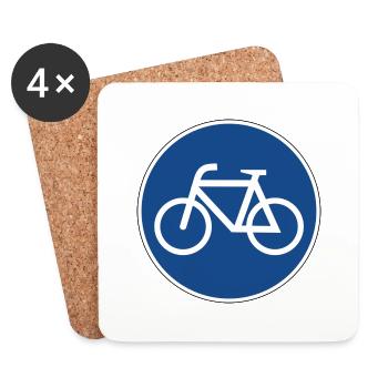 Panneau de signalisation vélo - Dessous de verre (lot de 4) - blanc - Devant