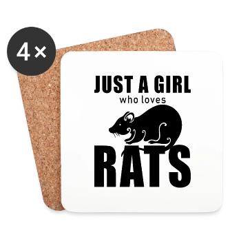 Just a girl who loves rats - rat rat lovers - Coasters (set of 4) - white - Front