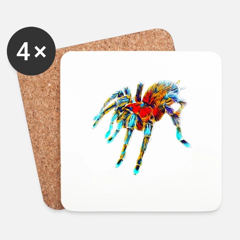 Vogelspinne - Untersetzer (4er-Set) - Weiß