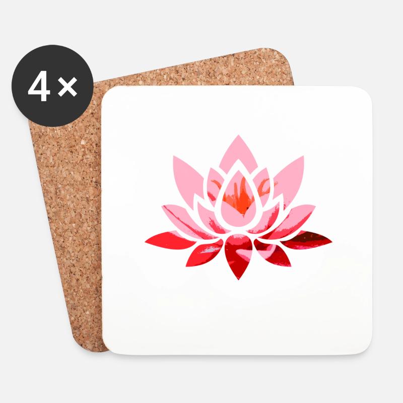 Lotus Blüte - Untersetzer (4er-Set) - Weiß