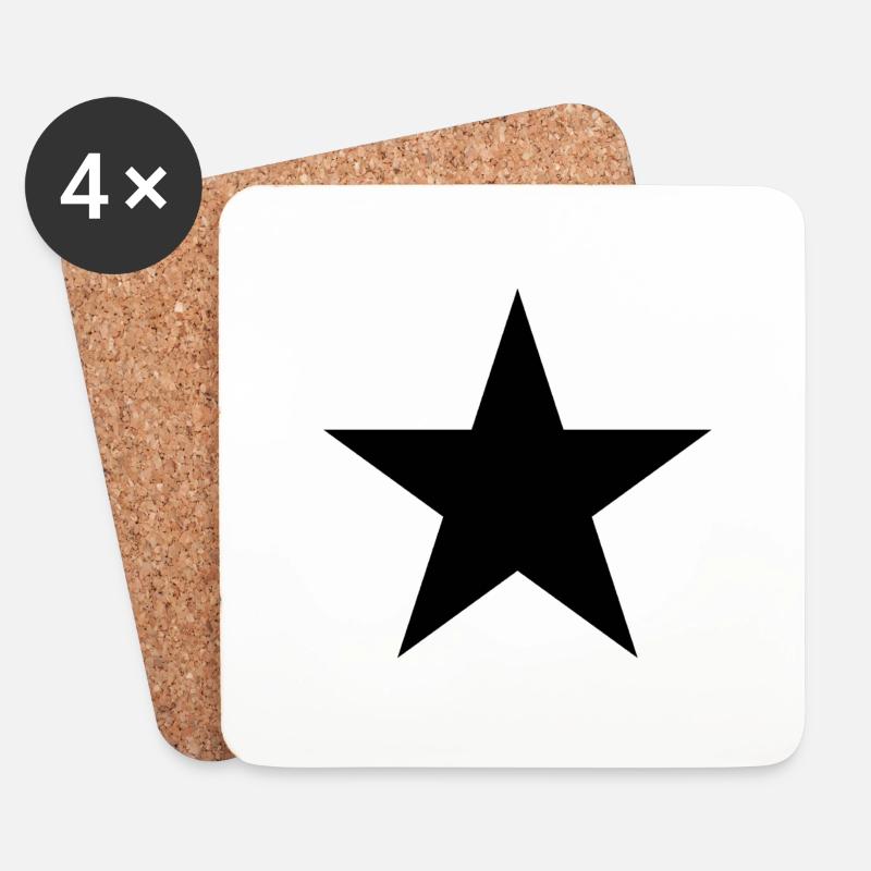 schwarzer Stern, black star - Untersetzer (4er-Set) - Weiß