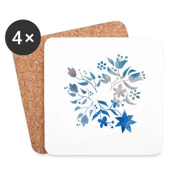 Flowers and leaves - Coasters (set of 4) - white - Front