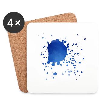 Kleckse in Blau - Untersetzer (4er-Set) - Weiß - Vorne