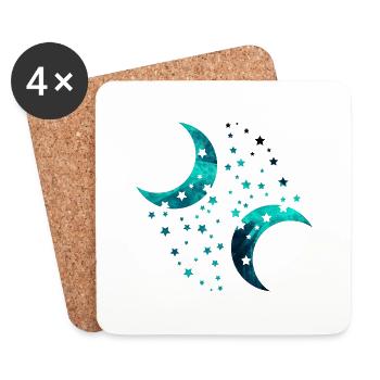 lune et étoiles - Dessous de verre (lot de 4) - blanc - Devant