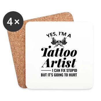 Tattoo Artist Humour Funny Saying Gift - Coasters (set of 4) - white - Front