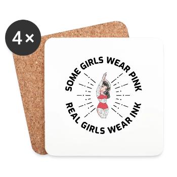 Tattoo Lovers Woman Artist Tattooed Girl Gift - Coasters (set of 4) - white - Front
