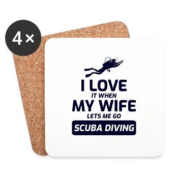 Scuba Diving Diver Dive Swimming Husband Gift - Coasters (set of 4) - white - Front
