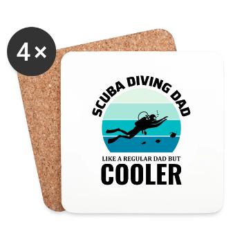 Scuba Diving Diver Dive Swimming Dad Fathers Day - Coasters (set of 4) - white - Front