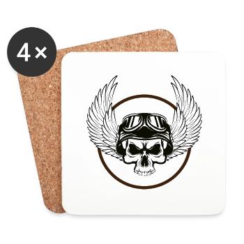 Rocker - Skull with wings - Art Design - Coasters (set of 4) - white - Front