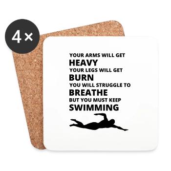 Swimming Swim Team Swimmer Athlete Funny - Coasters (set of 4) - white - Front