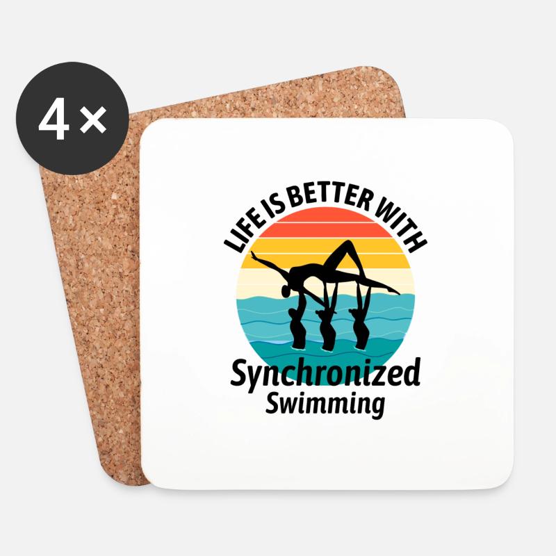 Synchro Schwimmer Synchronschwimmen Vintage - Untersetzer (4er-Set) - Weiß