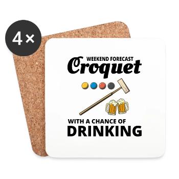 Croquet Players Drinking Drink Funny - Coasters (set of 4) - white - Front