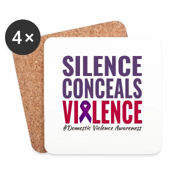 Domestic Violence Awareness Purple Ribbon - Coasters (set of 4) - white - Front