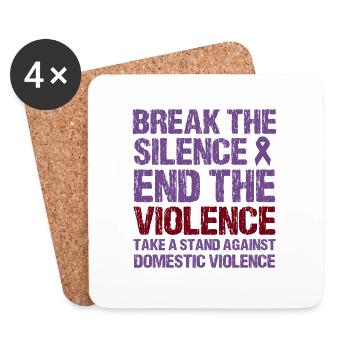 Domestic Violence Awareness Purple Ribbon - Coasters (set of 4) - white - Front