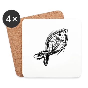Fish Climate Change - Coasters (set of 4) - white - Front