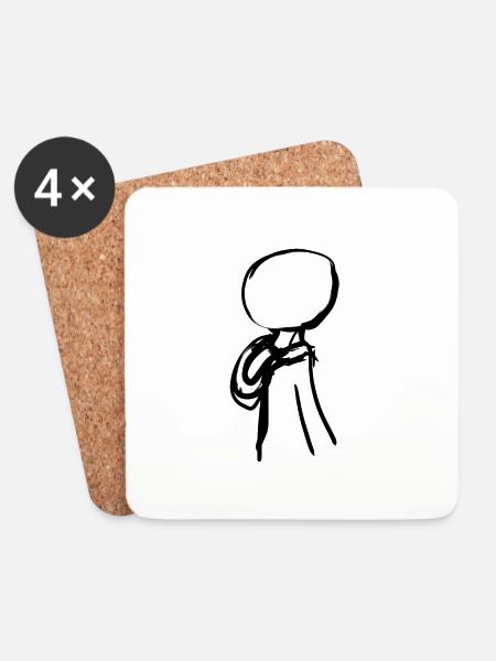 Junge Figur - Untersetzer (4er-Set) - Weiß