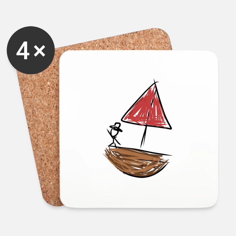 Pirat Schiff - Untersetzer (4er-Set) - Weiß